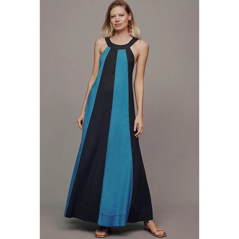The Ami Linen Halter Maxi Dress by Maeve XL PETITE NWT